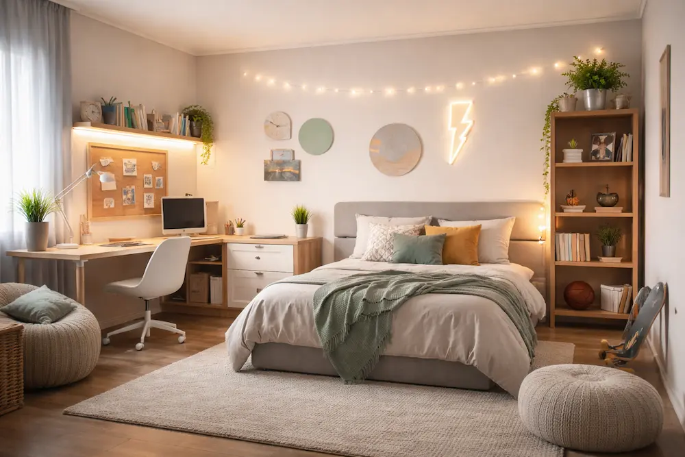 habitacion juvenil moderna y acogedora iluminar dormitorio juvenil