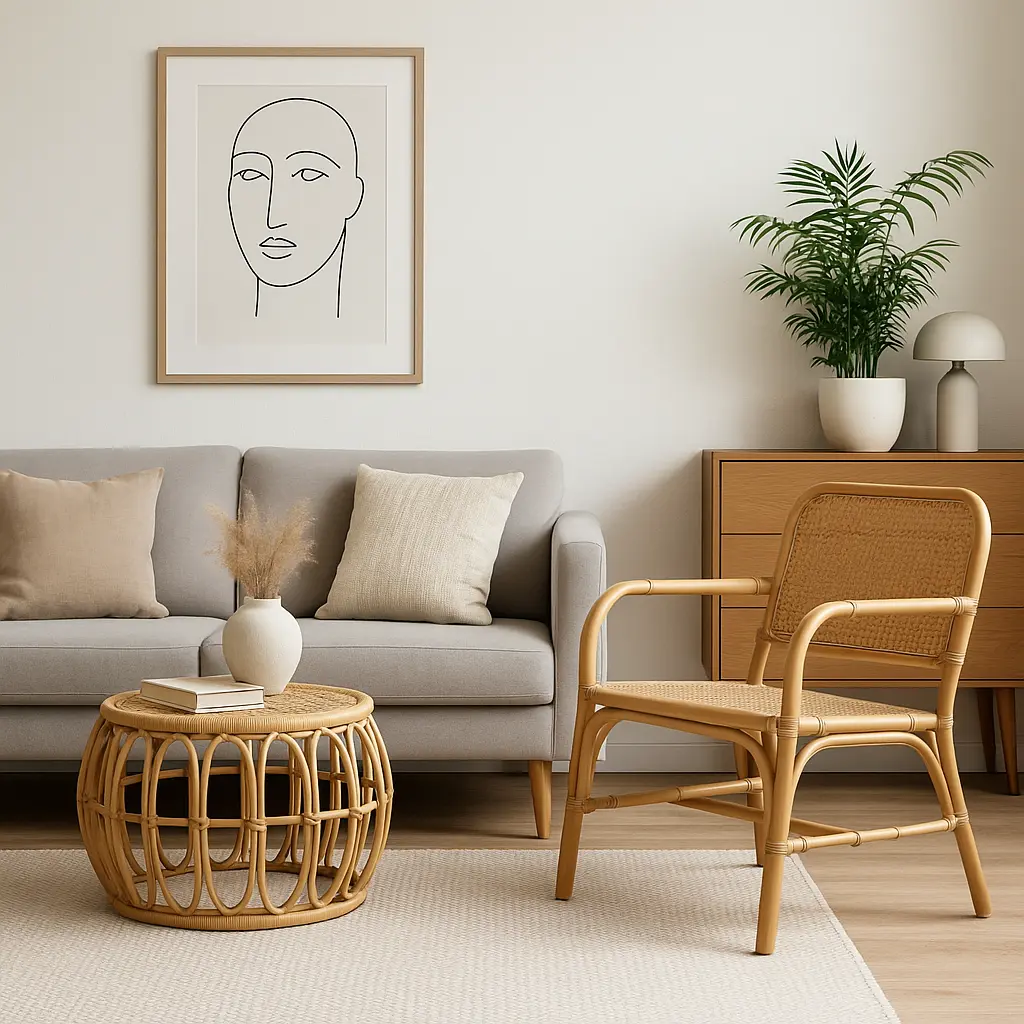 decorar con muebles de bambú